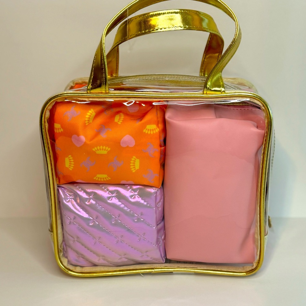 Juicy Couture 4 Piece Nested Cosmetic Storage Bag Set / Travel Bag NWT - Picture 4 of 7